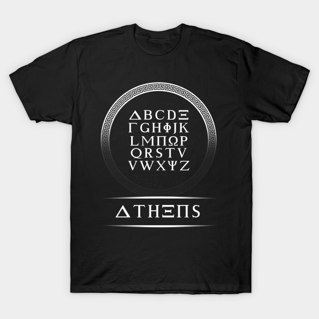 'Greek Alphabet Athens' Awesome Athens Greek Mythology T-Shirt by ourwackyhome